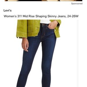 Levi's Women's 311 Mid Rise Skinny Jeans - Dark Blue in size 30x30.